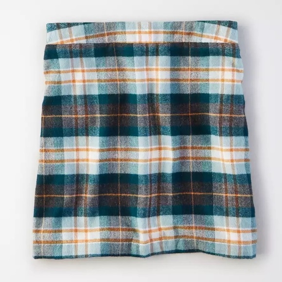 American Eagle green plaid flannel mini skirt size M - Picture 1 of 6
